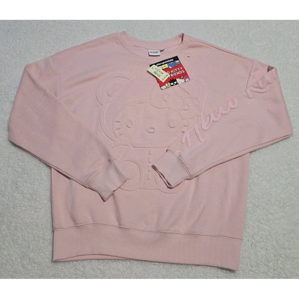 Aeropostale Hello Kitty Tonal Teddy Crew Sweatshirt Sz Sm